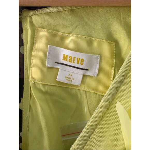 NWT Anthropologie Maeve Sleeveless Floral Appliqué Mini Dress In Lime Size 3X - Picture 8 of 12